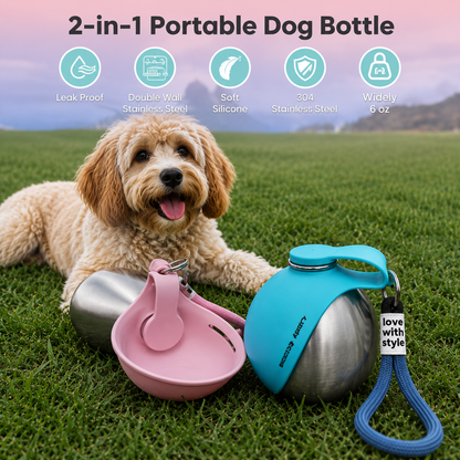 TrueBare™ Dog Water Bottle with Bowl
